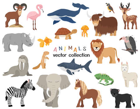 Vector cute animals set . Vector illustration
