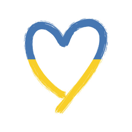 Ukrainian flag colors heart. Blue and yellow vector illustration. War in Ukraine symbolのイラスト素材