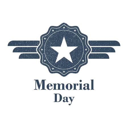 memorial day blue badge on white backgroundのイラスト素材