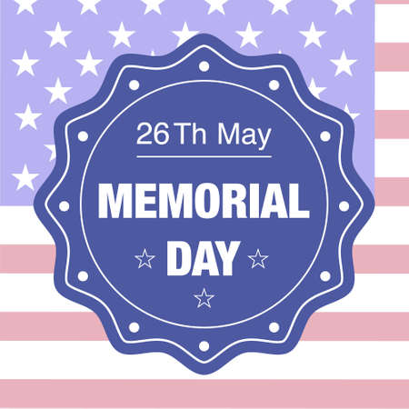 memorial day blue badge on usa flag backgroundのイラスト素材