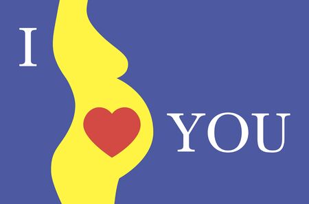I love you typography and pregnant woman silhouette backgroundのイラスト素材