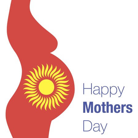 Happy Mother's Day typoraphy and pregnant woman silhouette backgroundのイラスト素材