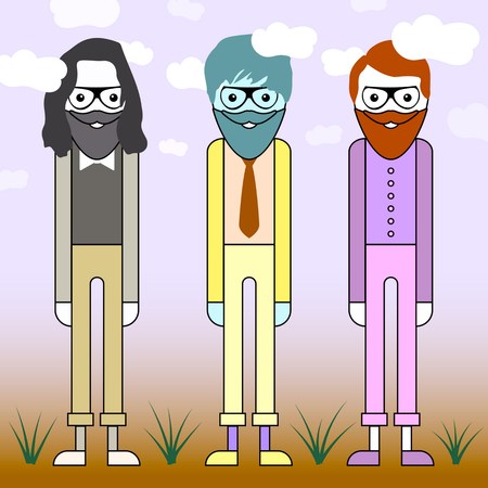 illustration with hipster charactersのイラスト素材