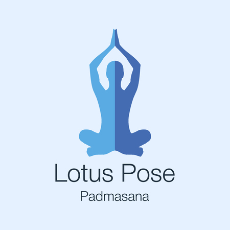 vector illustration with yoga lotus pose backghroundのイラスト素材