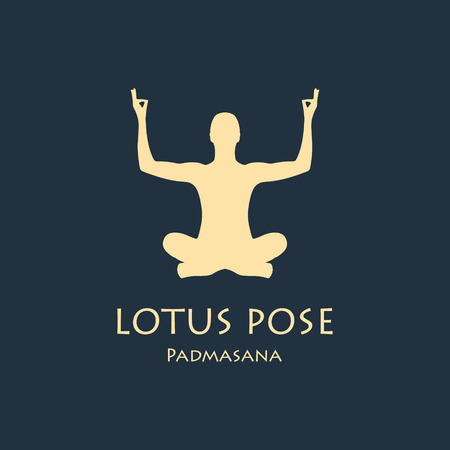 vector illustration with yoga lotus pose backghroundのイラスト素材