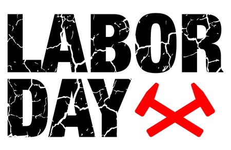 vector illustration wth labor day lettering grunge backgroundのイラスト素材