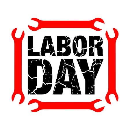 vector illustration wth labor day lettering grunge backgroundのイラスト素材