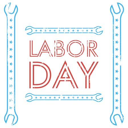 vector illustration wth labor day lettering grunge backgroundのイラスト素材