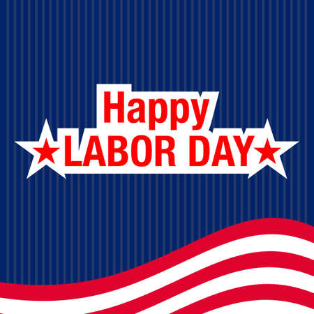 vector illustration with labor day lettering and usa waving flag backgroundのイラスト素材