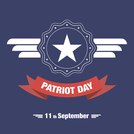 vector illustration with patriot day greeting card background. Patriot day label with ribbon.Patriot day badge with ribbon.のイラスト素材