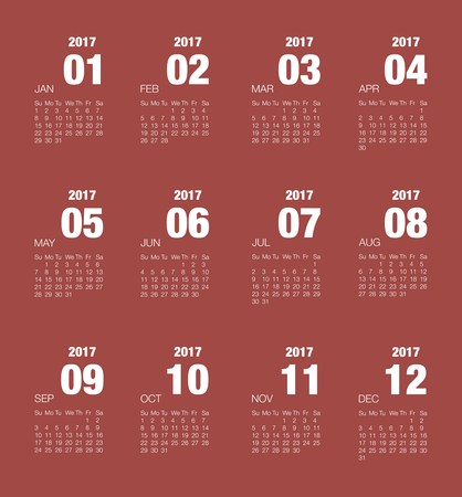 vector illustration with calendar design 2017.Desk calendar for 2017 year.Design desk calendar 2017.Desk calendar template for 2017.Calendar template for year 2017のイラスト素材