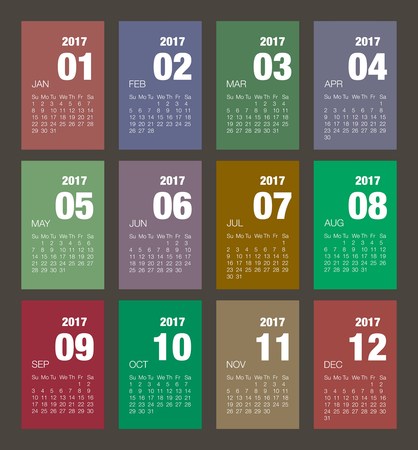 vector illustration with calendar design 2017.Desk calendar for 2017 year.Design desk calendar 2017.Desk calendar template for 2017.Calendar template for year 2017のイラスト素材