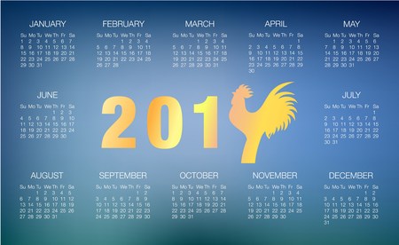 Calendar design 2017 on blurred background .Desk calendar for 2017 year on blurred backgroundのイラスト素材