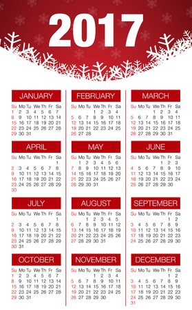 Calendar design 2017 with snowflakes .Desk calendar for 2017 year with snowflakesのイラスト素材