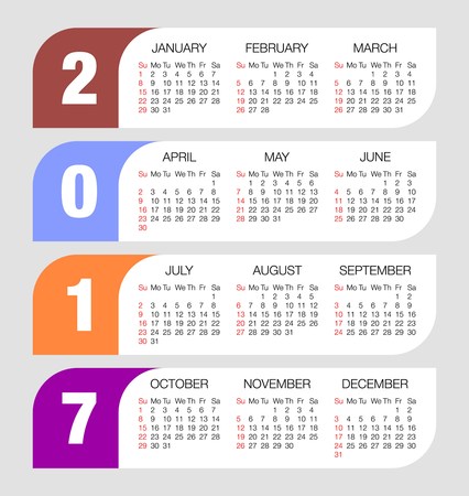 vector illustration with calendar design 2017.Desk calendar for 2017 year.Design desk calendar 2017.Desk calendar template for 2017.Calendar template for year 2017のイラスト素材