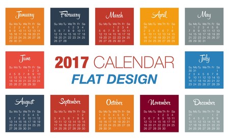vector illustration with calendar design 2017.Desk calendar for 2017 year.Design desk calendar 2017.Desk calendar template for 2017.Calendar template for year 2017のイラスト素材