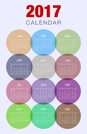 vector illustration with calendar design 2017.Desk calendar for 2017 year.Design desk calendar 2017.Desk calendar template for 2017.Calendar template for year 2017のイラスト素材