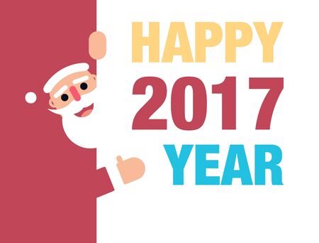 vector illustration with flat santa claus character and happy 2017 year backgroundのイラスト素材