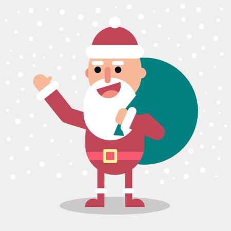 vector illustration with flat santa claus character and snowflakesのイラスト素材