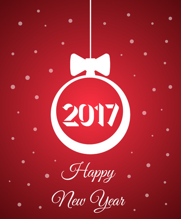 2017 happy new year greeting card illustration .2017 Happy New Year typography lettering greeting card illustration on red gradient backgroundのイラスト素材
