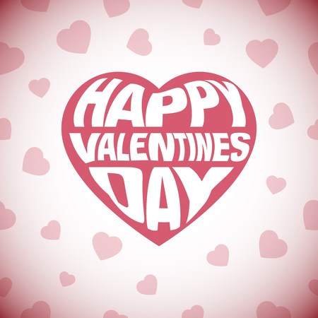 Vector illustration with Red heart Valentines day card with sign on heart backgroundのイラスト素材