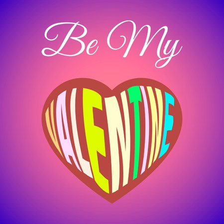 Vector illustration with Be My Valentine greeting card and red heartのイラスト素材