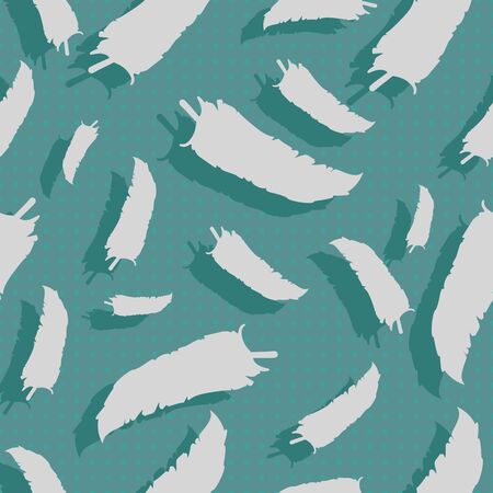 seamless pattern feather with shadow on blue backgroundのイラスト素材