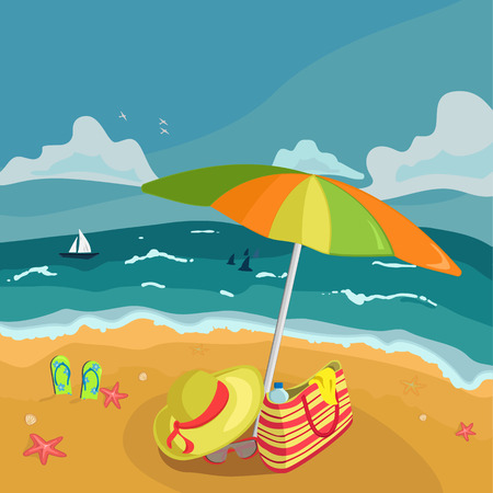 vector illustration of a warm summer day at seaのイラスト素材