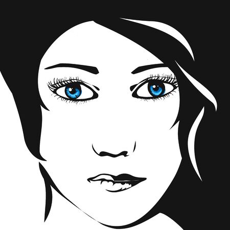 Beautiful woman's face. Sketch.のイラスト素材