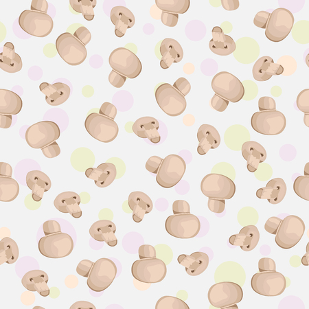 seamless pattern of mushrooms fresh mushrooms in a delicate, pastel colors.のイラスト素材