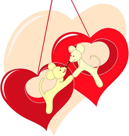 Valentine s Day card mouse with heartのイラスト素材