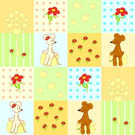 Seamless pattern with cute mouses のイラスト素材