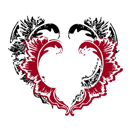 Hearts with plant ornaments isolated のイラスト素材