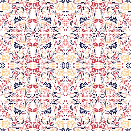 Seamless color pattern with  floral motifs on a white backgroundのイラスト素材