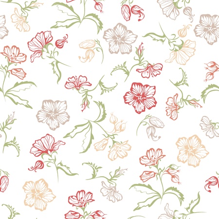 Seamless floral with flowers on a white backgroundのイラスト素材