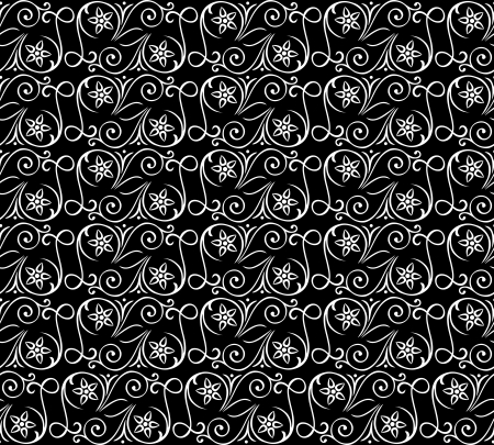 Seamless pattern black white. Ornaments floralのイラスト素材