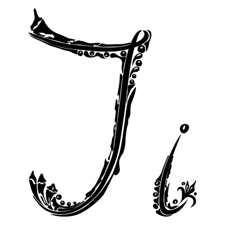 Letter I i in the style of abstract floral pattern on a white backgroundのイラスト素材