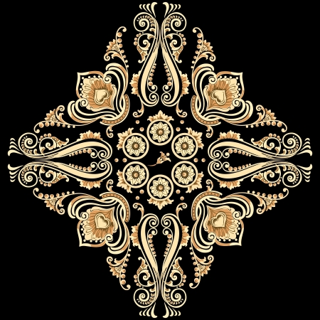 Vintage floral motif with swirling decorative elementsのイラスト素材