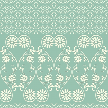 Webbing, lace, border seamless pattern with swirling decorative floral elements. Edge of the fabric, wallpaperのイラスト素材