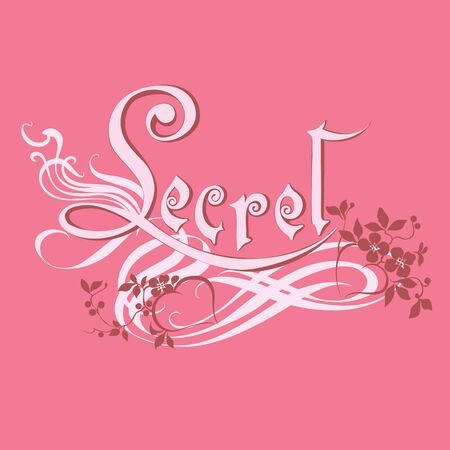 Decorative lettering word Secret in the style calligraphy, on a pink background.
Swirling decorative floral patternのイラスト素材