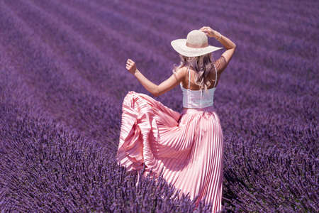 Woman in Lavender Fieldのeditorial素材