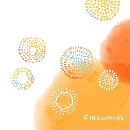 Watercolor hand drawn festive fireworksのイラスト素材