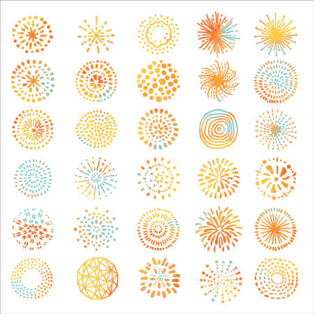 Watercolor hand drawn festive fireworksのイラスト素材