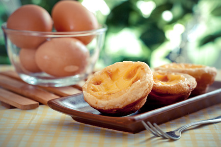 Egg tarts, sweet custard pie dessertsの写真素材