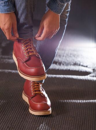 Men wearing work bootの写真素材