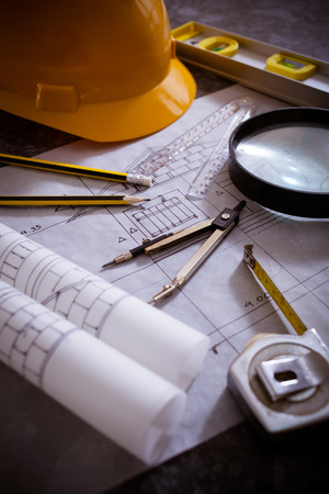 Architectural design and project blueprints drawingsの写真素材