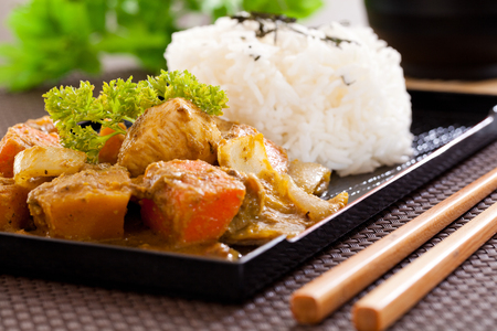Chicken curry with rice,Asian cuisineの写真素材