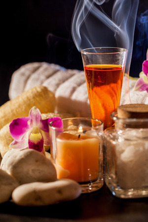 Spa massage oil with treaments spaの写真素材