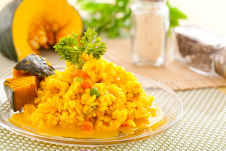 Pumpkin risotto, traditional Italian recipeの写真素材