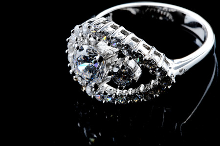 Collection of jewelry on black backgroundの写真素材